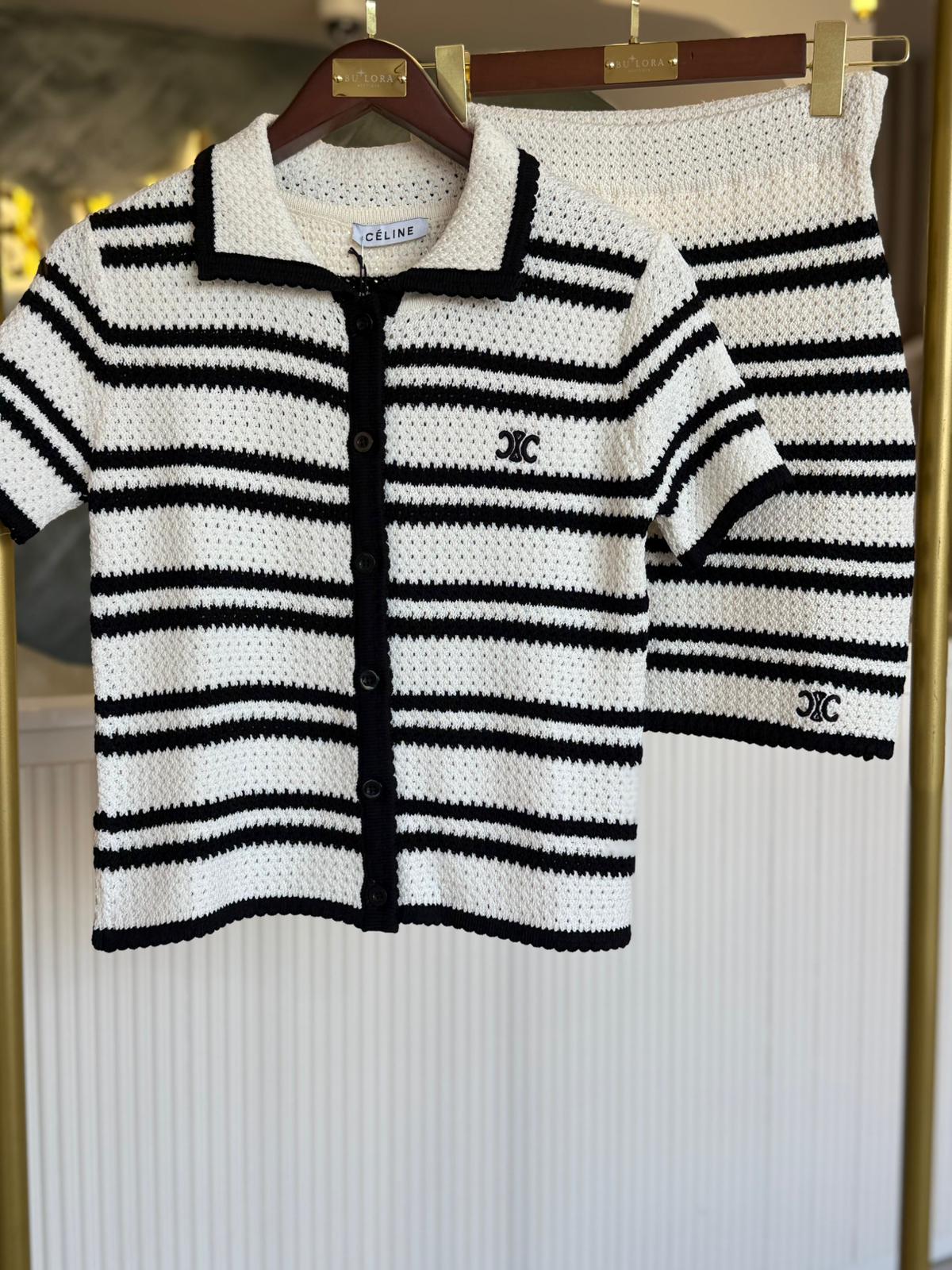 CHANEL SİYAH ÇİZGİLİ ETEK- HIRKA TAKIM